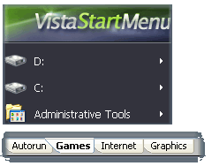 Add any folder, program or hard drive in main menu or bottom tabs.