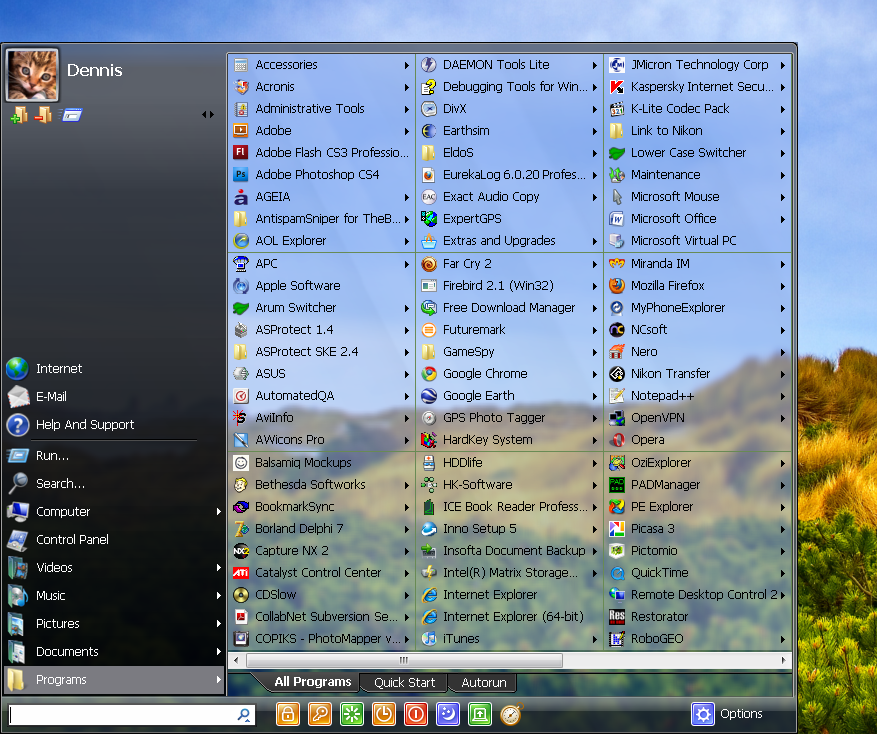 Screenshot Vista Start Menu
